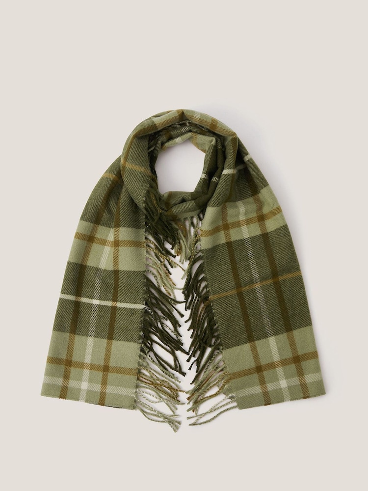 Monsoon Green Soha Check Tassel Scarf - Image 1 of 2 Monsoon Green Soha Check Tassel Scarf - Image 1 of 2