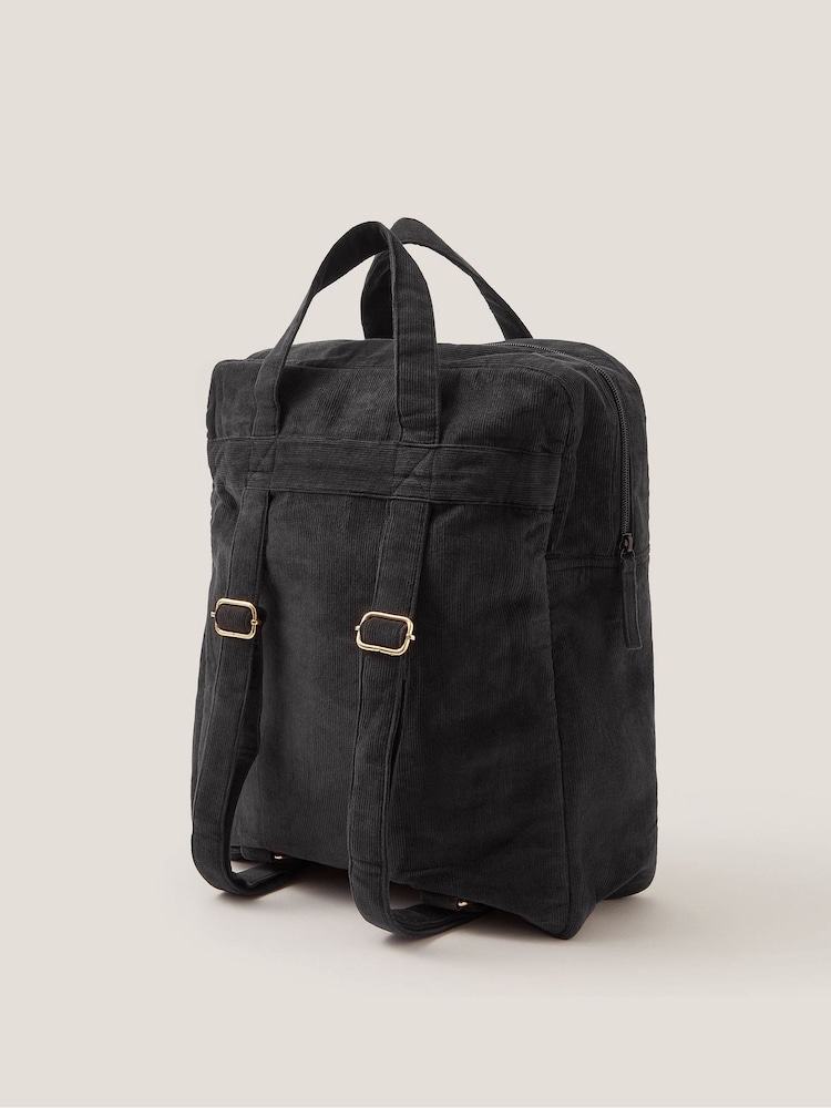 Monsoon Black Lily Embroidered Corduroy Backpack - Image 2 of 3