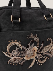 Monsoon Black Lily Embroidered Corduroy Backpack - Image 3 of 3