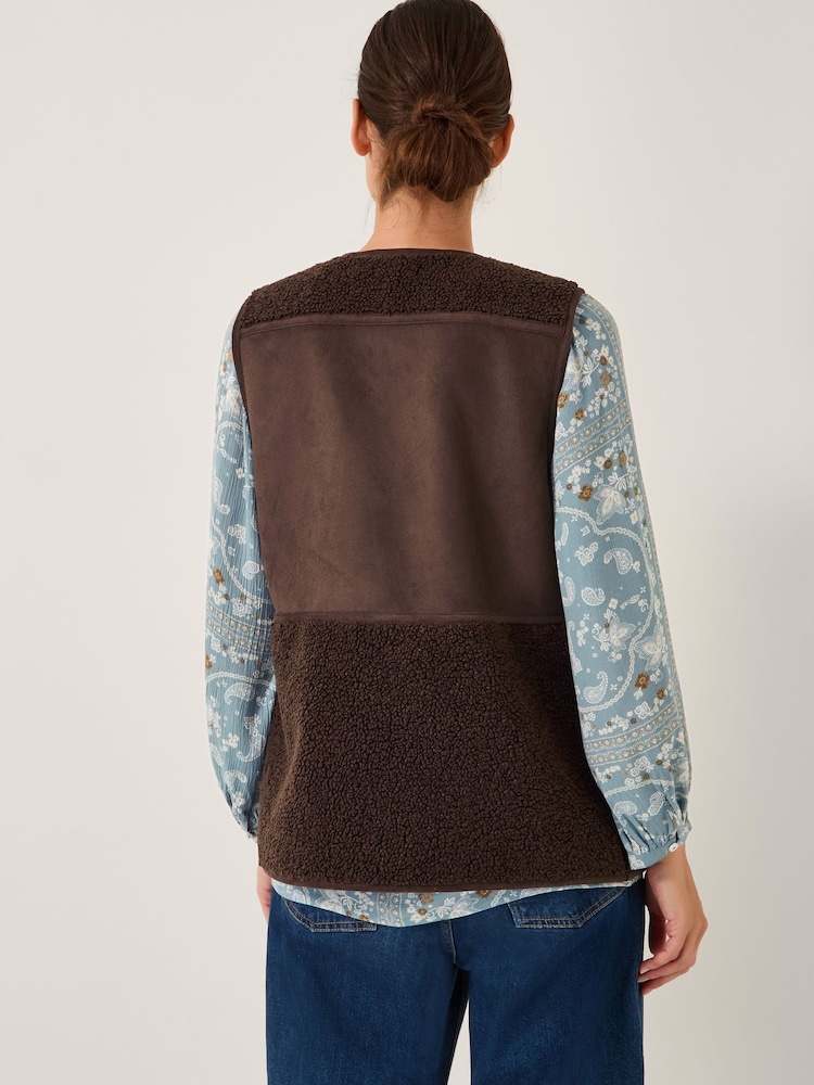 Monsoon Brown Teri Borg Duffle Gilet - Image 2 of 5 Monsoon Brown Teri Borg Duffle Gilet - Image 2 of 5