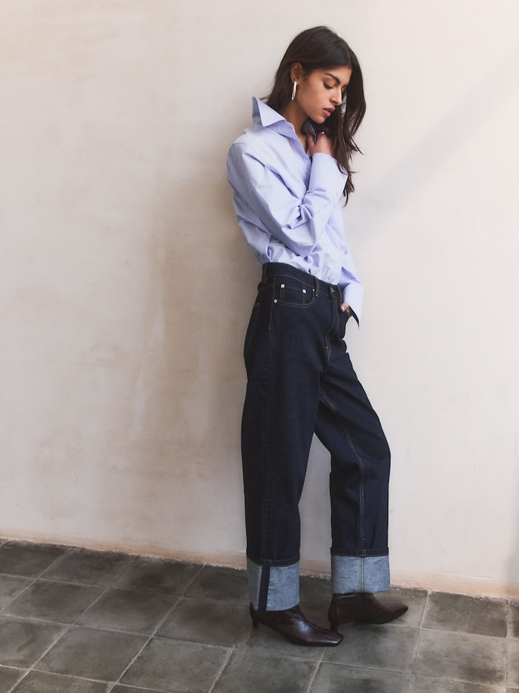 BHOEM High Rise Straight Raw Denim Rinse Trousers - Image 2 of 10 BHOEM High Rise Straight Raw Denim Rinse Trousers - Image 2 of 10