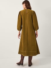 Monsoon Green Joyce Pintuck Embroidered Corduroy Midi Dress - Image 2 of 4