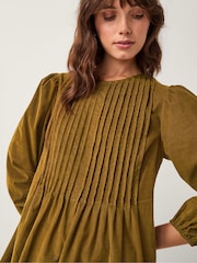 Monsoon Green Joyce Pintuck Embroidered Corduroy Midi Dress - Image 4 of 4