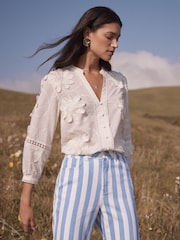 Love & Roses Ivory 3D Flower V-Neck Blouse - Image 2 of 4