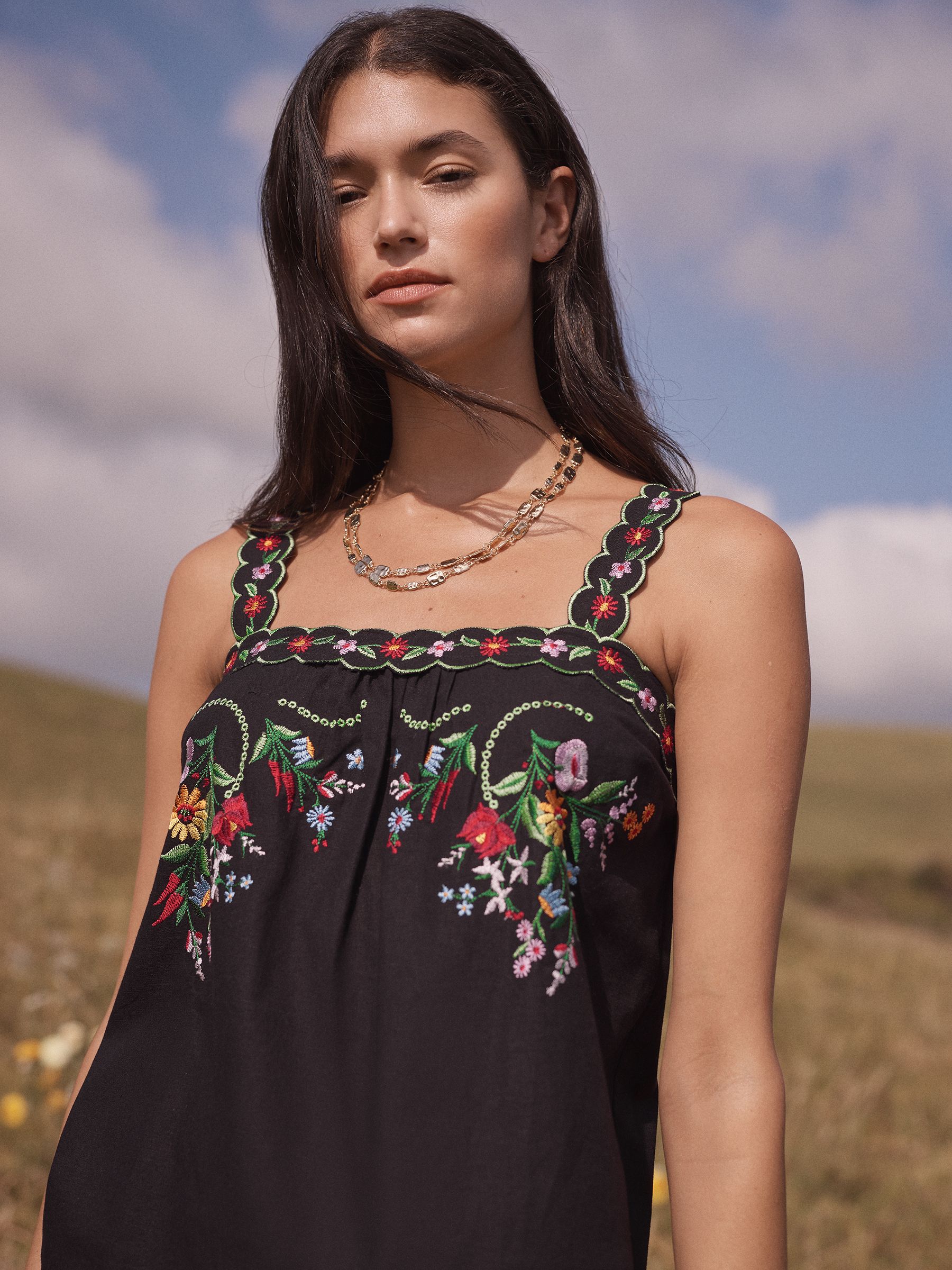 Buy Love & Roses x RHS Black Floral Embroidered Cami from Next USA