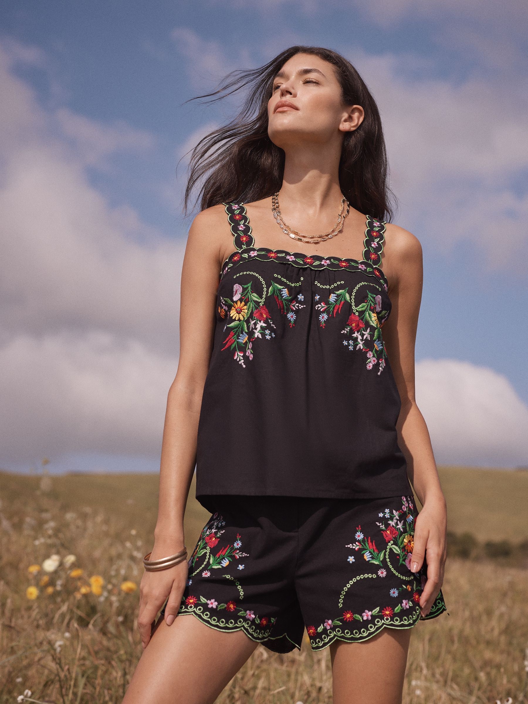 Buy Love & Roses x RHS Black Floral Embroidered Cami from Next Canada
