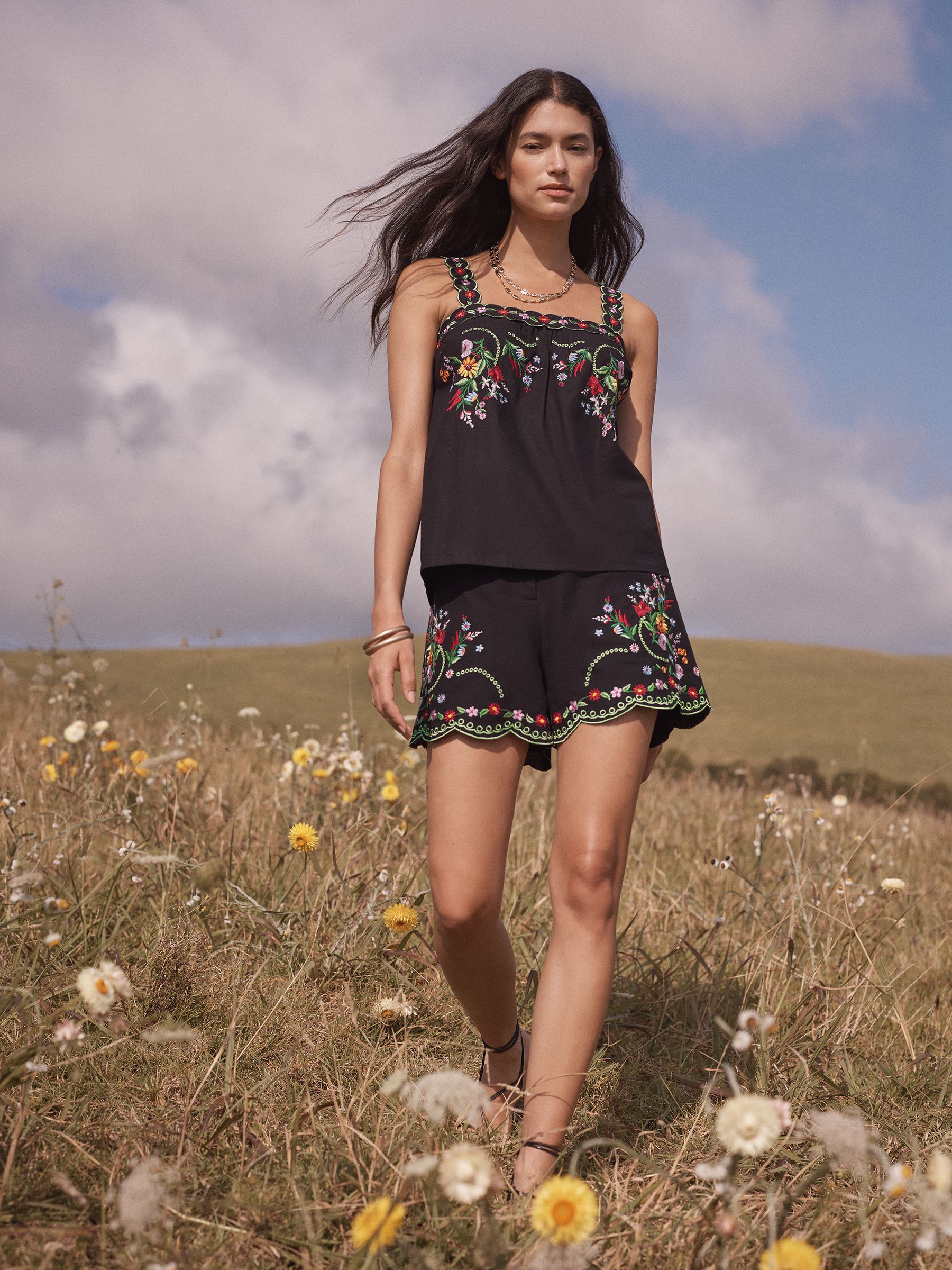 Buy Love & Roses x RHS Black Floral Embroidered Cami from Next Canada