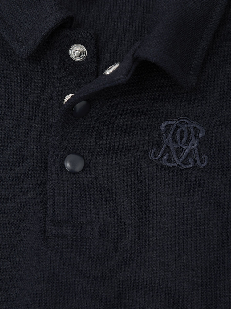 Reiss Navy Blue Willard Monogram Embroidered Polo Shirt - Image 5 of 5 Reiss Navy Blue Willard Monogram Embroidered Polo Shirt - Image 5 of 5