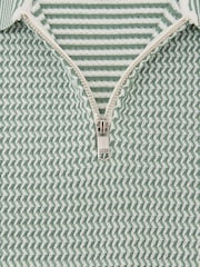 Reiss Green Brink Textured-Knit Half-Zip Polo Shirt - Image 4 of 4