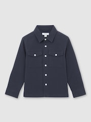 Reiss Navy Isle Cotton Button-Through Overshirt - Image 2 of 4