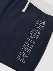 Reiss Navy Ley 13-14 yrs Colour-Block Logo Swim Shorts - Image 1 of 3