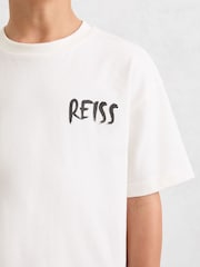 Reiss White Abbott 3-9 yrs Cotton Relaxed Logo-Print T-Shirt - Image 4 of 5