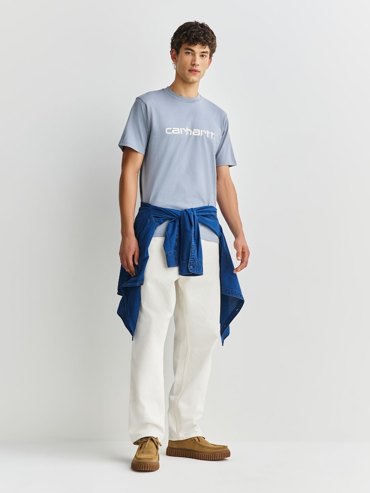 Carhartt WIP Blue Short Sleeve Script Logo T-Shirt - Image 2 of 8