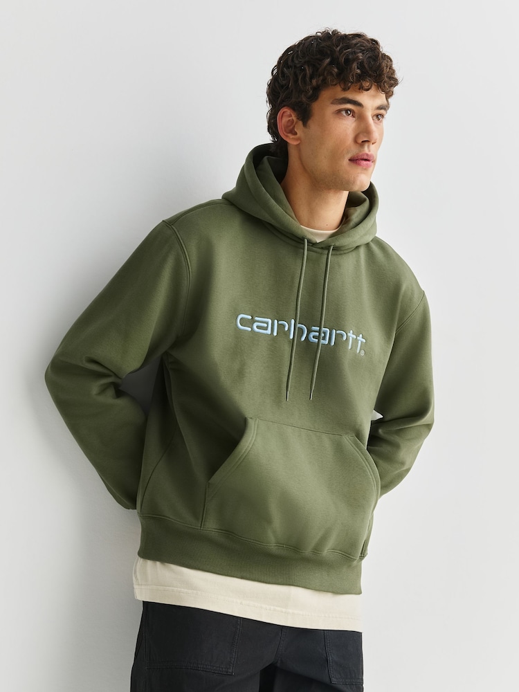 Carhartt WIP Green Logo Script Graphic Hoodie - Image 2 of 9