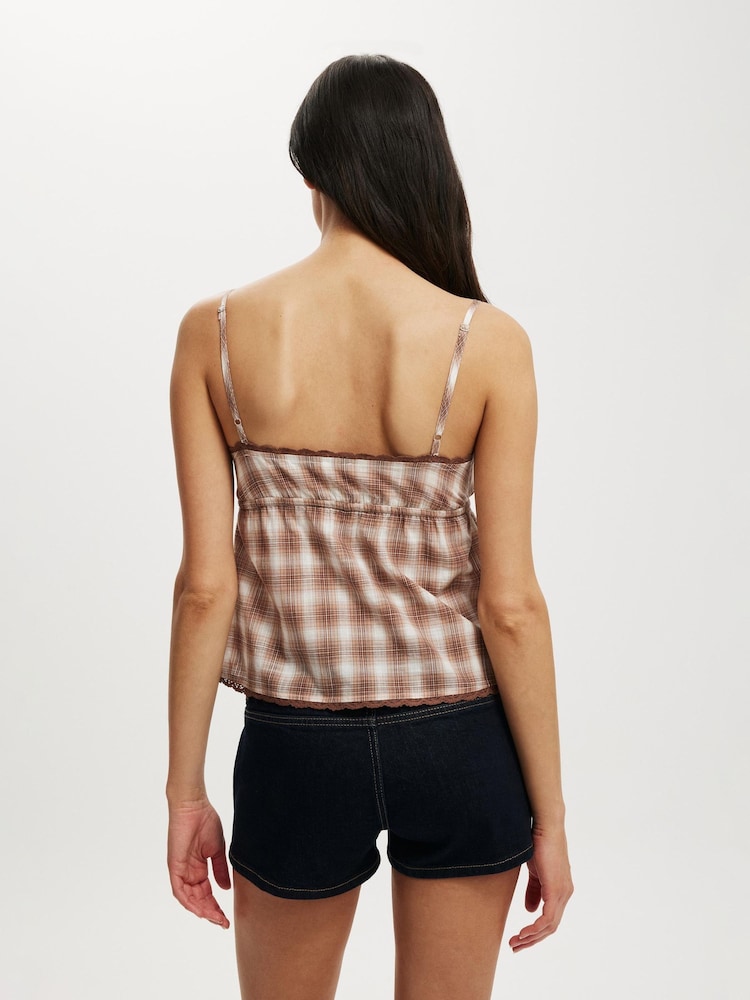 Cotton On Brown Cotton Lace Cami Top - Image 2 of 4