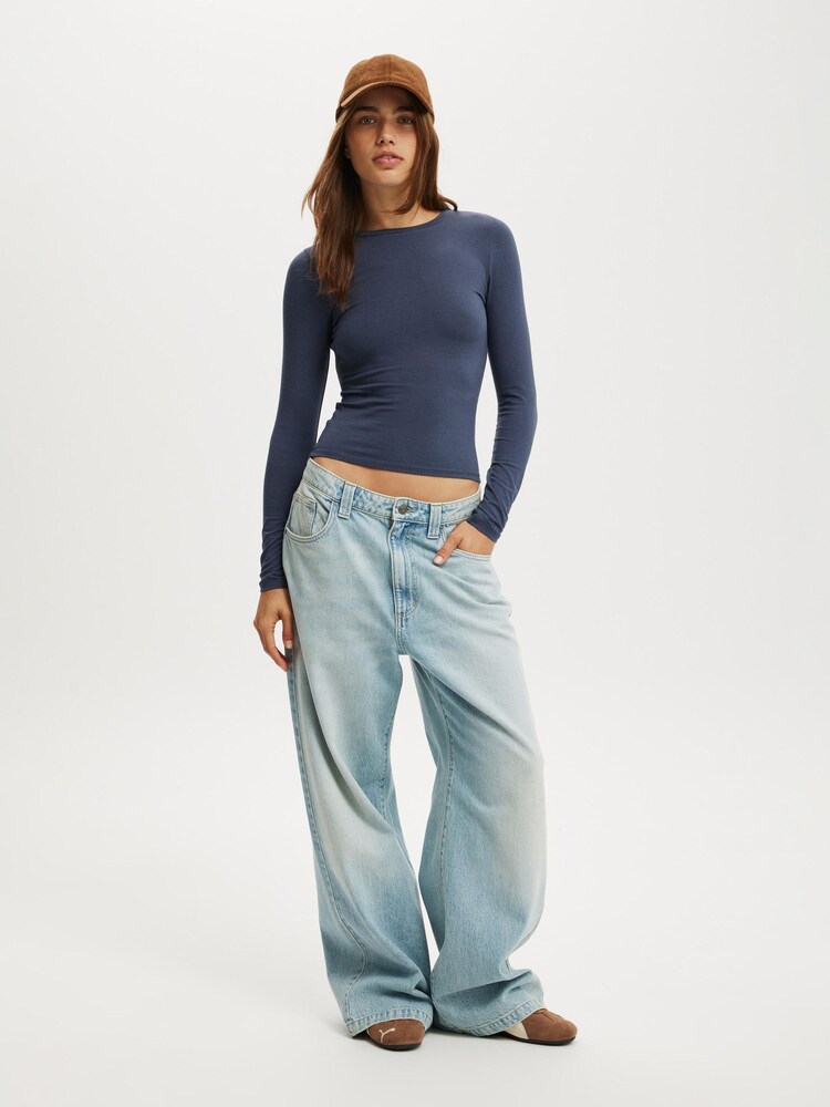 Cotton On Blue All Day Crew Long Sleeve Top - Image 1 of 4