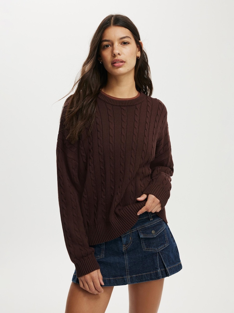 Castanho - Cotton On Cotton Crew Neck Jumper - Imagem 1 de 4