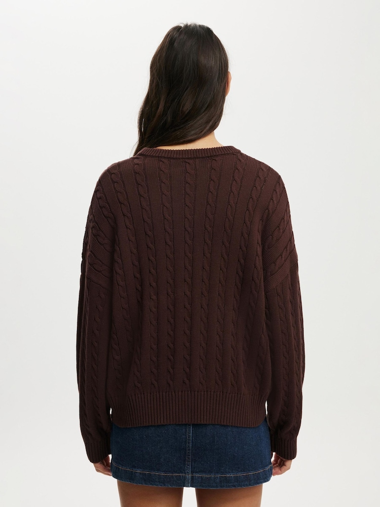 Castanho - Cotton On Cotton Crew Neck Jumper - Imagem 2 de 4
