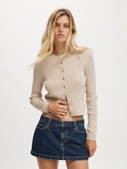 Cotton On Cream Cotton Crew Neck Cardigan - Image 1 of 4