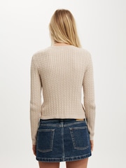 Cotton On Cream Cotton Crew Neck Cardigan - Image 3 of 4