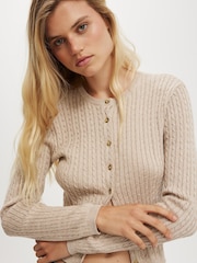 Cotton On Cream Cotton Crew Neck Cardigan - Image 4 of 4