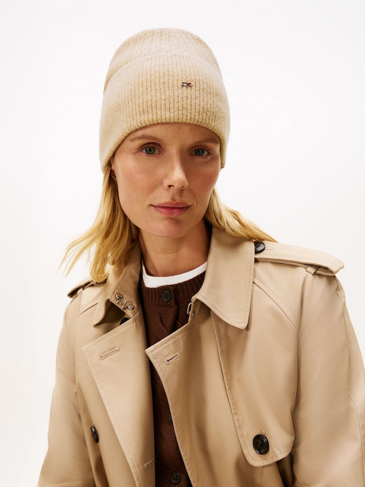 Tommy Hilfiger Natural Flag Cable Knit Beanie - Image 4 of 4 Tommy Hilfiger Natural Flag Cable Knit Beanie - Image 4 of 4
