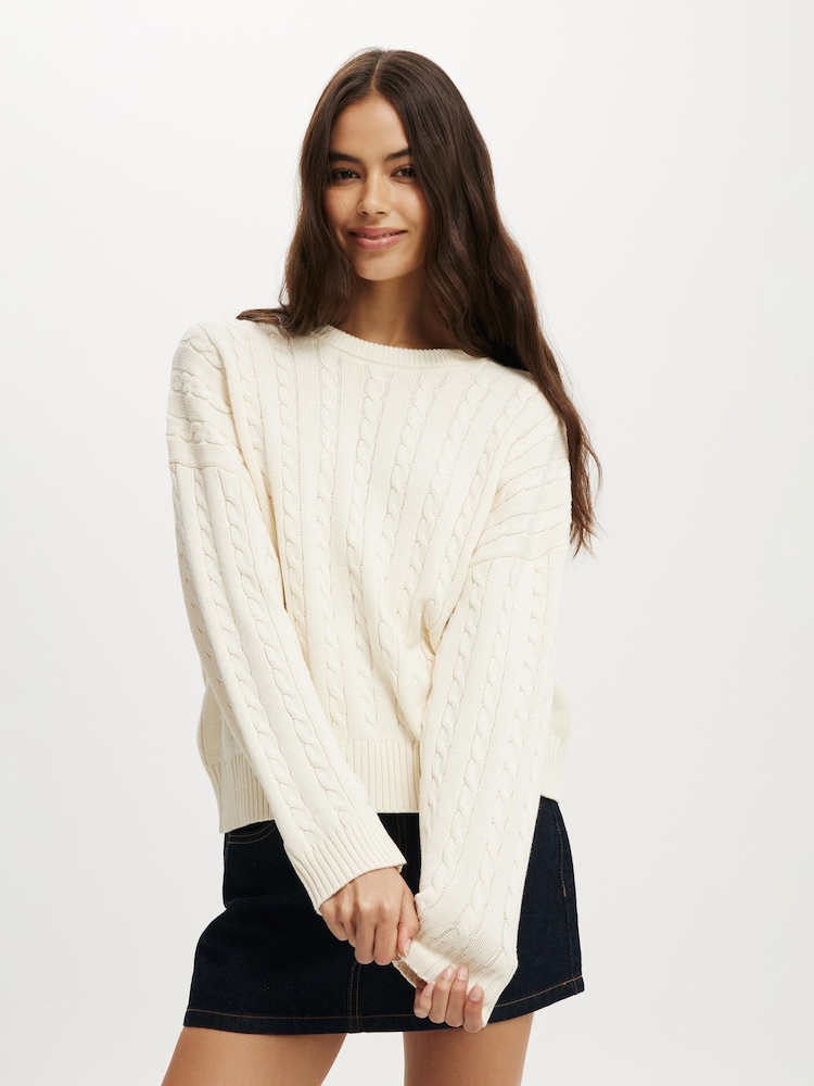 Creme - Cotton On Cotton Crew Neck Jumper - Imagem 1 de 4