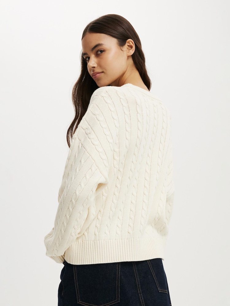 Creme - Cotton On Cotton Crew Neck Jumper - Imagem 2 de 4