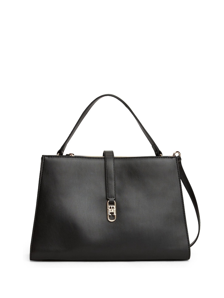 Tommy Hilfiger Black Monogram Crossbody Satchel Bag - Image 1 of 5 Tommy Hilfiger Black Monogram Crossbody Satchel Bag - Image 1 of 5