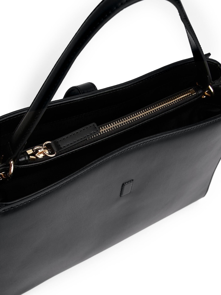 Tommy Hilfiger Black Monogram Crossbody Satchel Bag - Image 2 of 5 Tommy Hilfiger Black Monogram Crossbody Satchel Bag - Image 2 of 5
