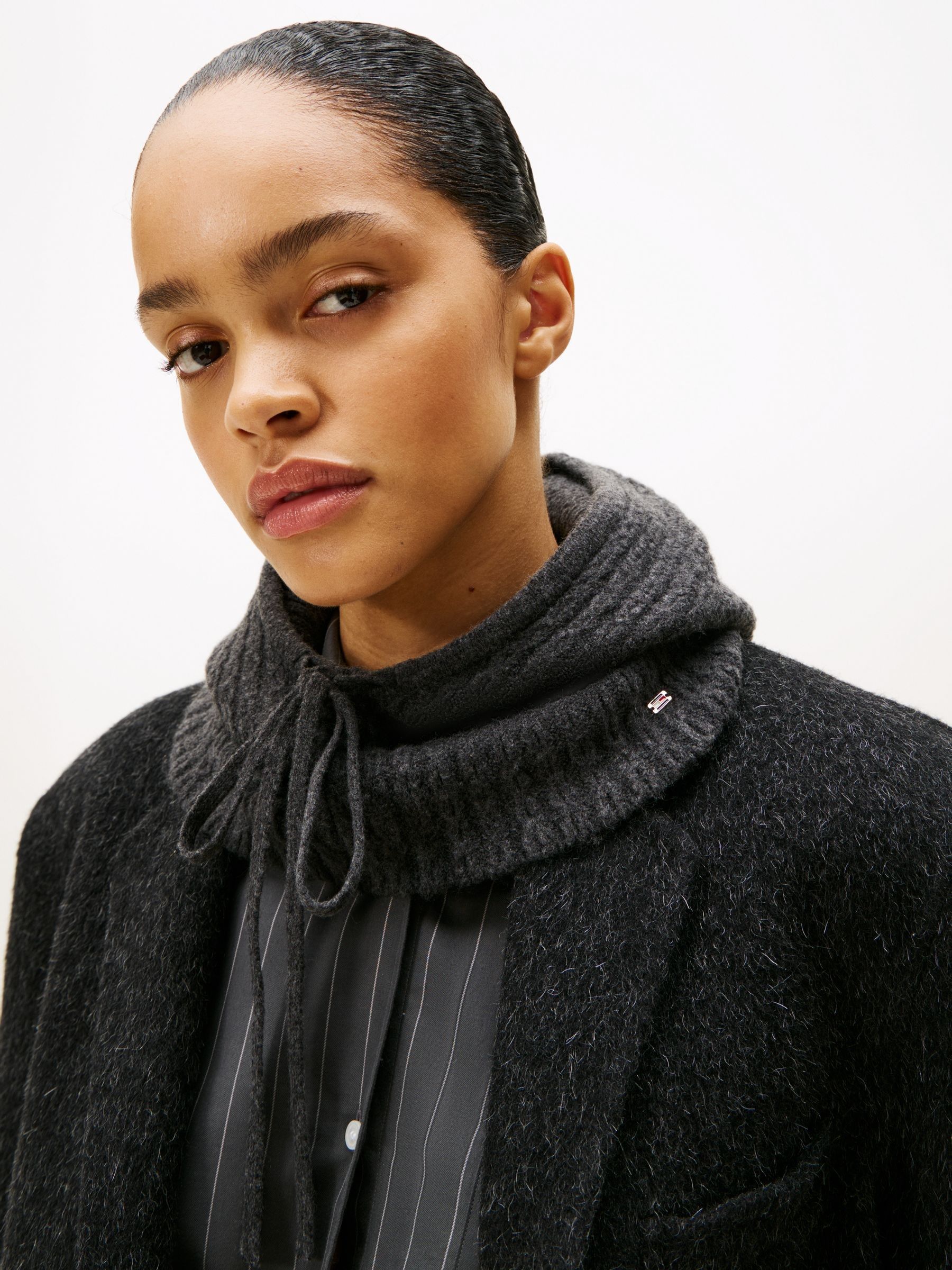 Buy Tommy Hilfiger Black Flag Cable Knit Balaclava Scarf from Next USA