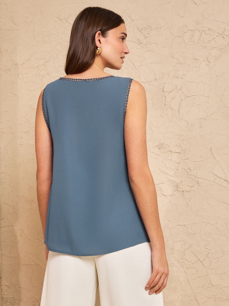 Love & Roses Blue Hardware Detail V-Neck Vest - Image 4 of 4