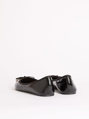 Lipsy Black Wide Fit (G) Patent Slip On Ballerina School Shoes - Image 4 of 4