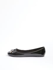 Lipsy Black Wide Fit (G) Patent Slip On Ballerina School Shoes - Image 6 of 6