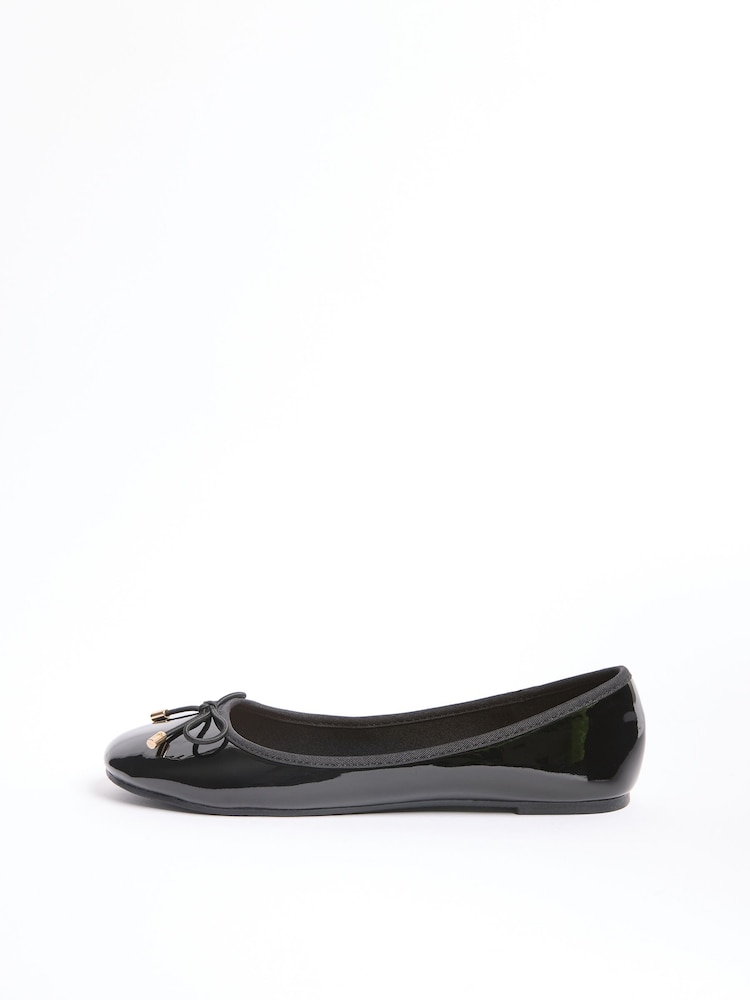 Lipsy Black Wide Fit (G) Patent Slip On Ballerina School Shoes - Image 6 of 6 Lipsy Black Wide Fit (G) Patent Slip On Ballerina School Shoes - Image 6 of 6