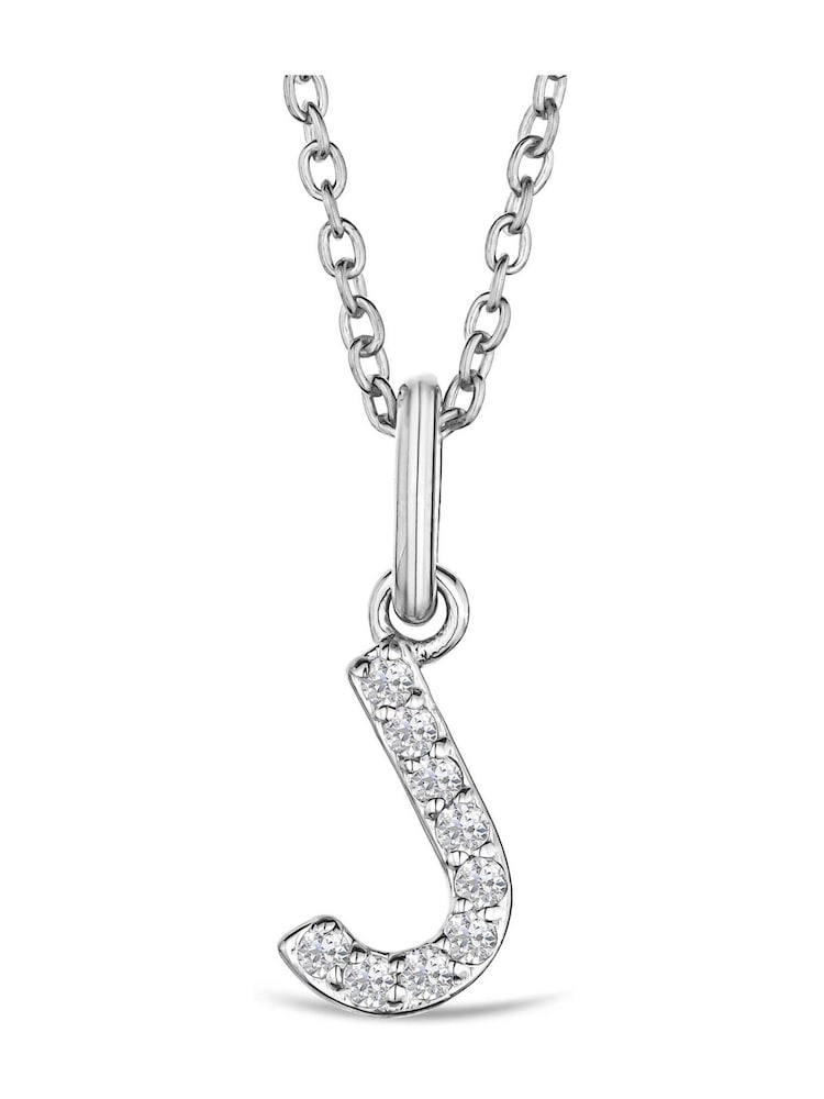The Diamond Store Silver Love Letter J 0.06ct Lab Diamond Initial Pendant Necklace in Sterling Silver - Image 3 of 3