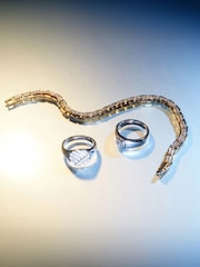 The Diamond Store White 8 Inch Havana Lab Men Diamond Box Set Bracelet 0.85ct in 18K Gold Vermeil - Image 2 of 8
