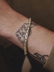 The Diamond Store White 8 Inch Havana Lab Men Diamond Box Set Bracelet 0.85ct in 18K Gold Vermeil - Image 3 of 8
