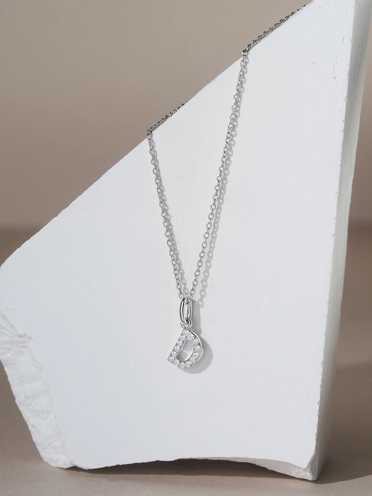 The Diamond Store Silver Love Letter D 0.09ct Lab Diamond Initial Pendant Necklace in Sterling Silver - Image 2 of 3 The Diamond Store Silver Love Letter D 0.09ct Lab Diamond Initial Pendant Necklace in Sterling Silver - Image 2 of 3
