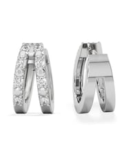 The Diamond Store White Duo Row 0.22ct Round Cut Lab Diamond Huggie Earrings in Sterling Silver - Image 3 of 7