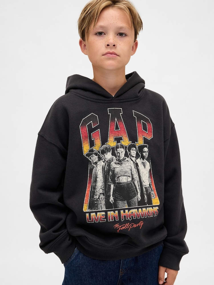 Gap Black Stranger Things Vintage Soft Graphic Hoodie (4-13yrs) (4-13yrs) - Image 1 of 3 Gap Black Stranger Things Vintage Soft Graphic Hoodie (4-13yrs) (4-13yrs) - Image 1 of 3