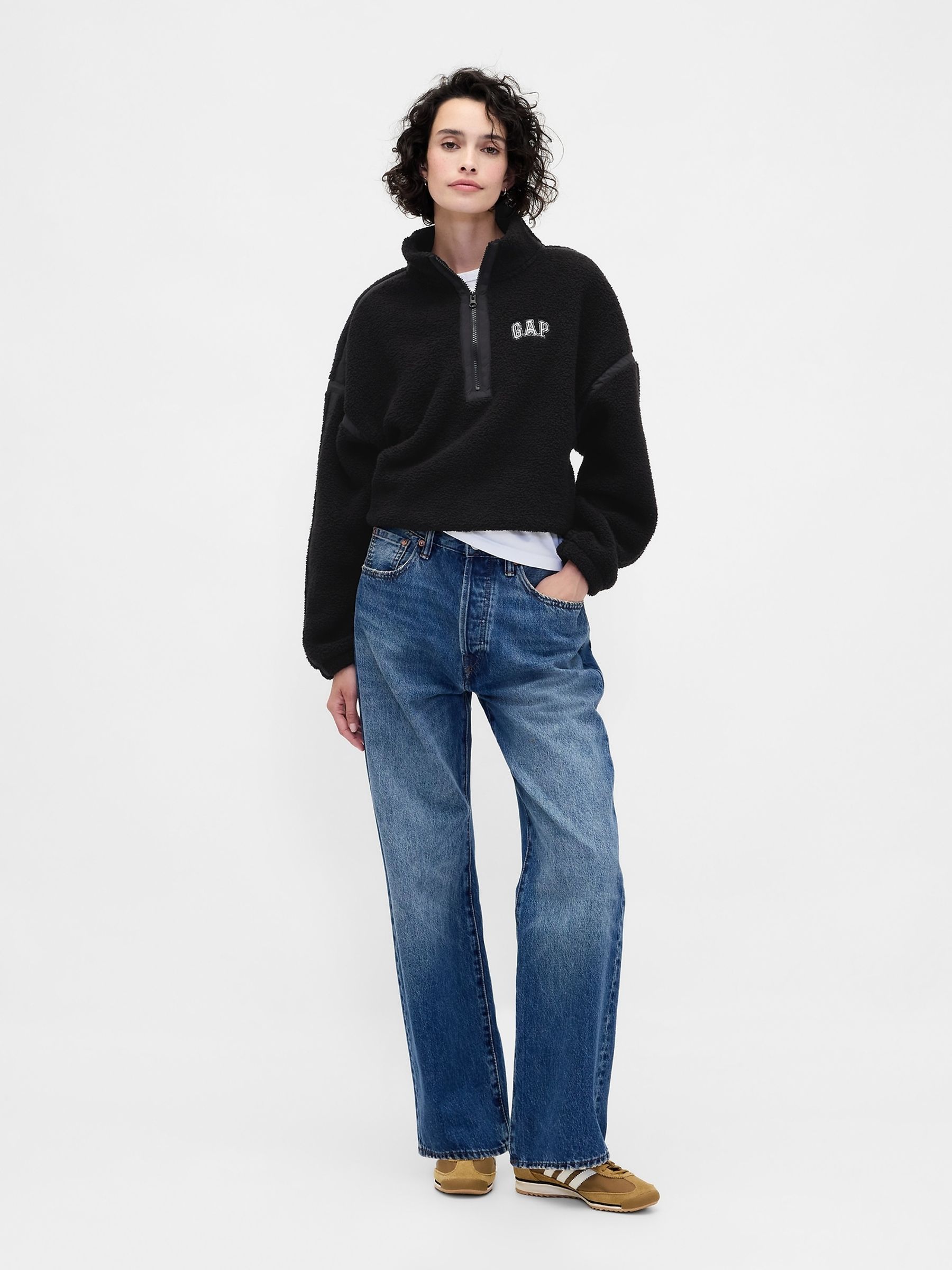 新品未使用　marihoja Fleece Sailor Cap ブラック Buy Gap Black Oversized Cropped Sherpa Half-Zip Fleece from the