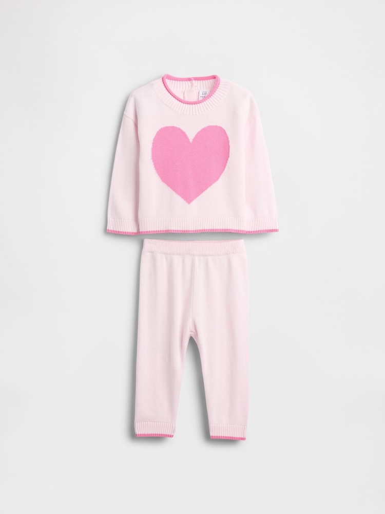 Gap Pink Heart Jumper Set (0-24mths) - Image 1 of 2
