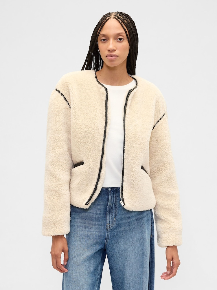 Gap Cream Relaxed Sherpa Jacket - Image 1 of 5