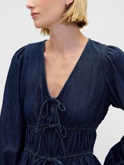 Gap Blue Denim Tie Front Crop Shirt - Image 4 of 4