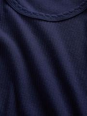Gap Navy Blue Pointelle Ribbed Long Sleeve T-Shirt - Image 4 of 4