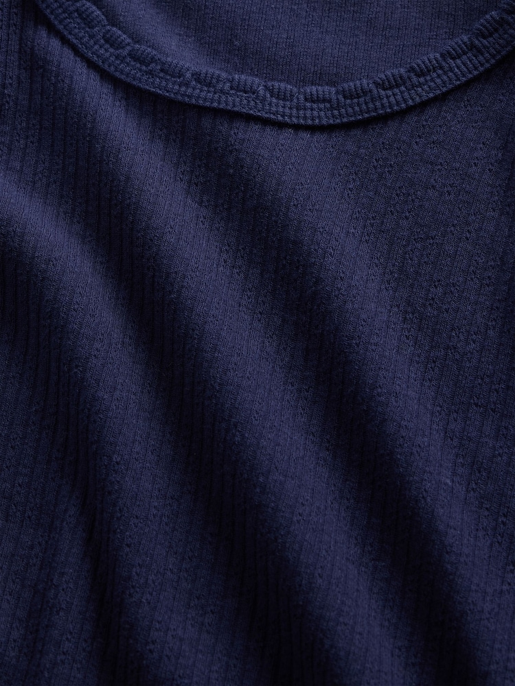 Gap Navy Blue Pointelle Ribbed Long Sleeve T-Shirt - Image 4 of 4 Gap Navy Blue Pointelle Ribbed Long Sleeve T-Shirt - Image 4 of 4