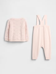Gap Pink Cardigan and overalls Outfit Set (0-24mths) - Image 2 of 3