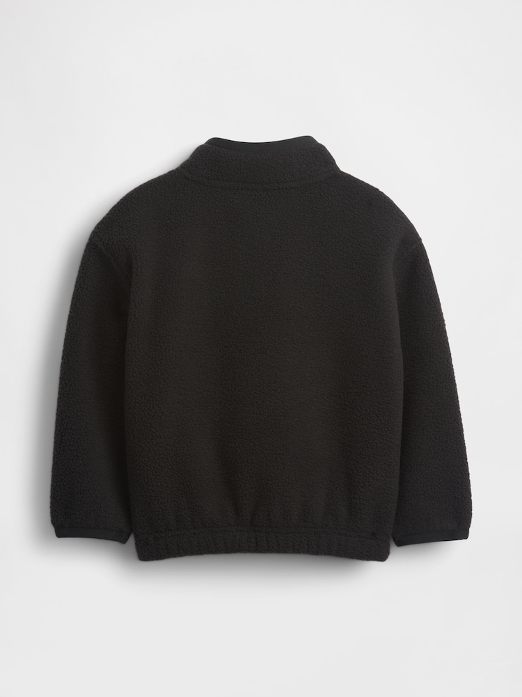 Gap Black Sherpa Half-Zip Pullover Sweatshirt (6mths-5yrs) (6mths-5yrs) - Image 2 of 2 Gap Black Sherpa Half-Zip Pullover Sweatshirt (6mths-5yrs) (6mths-5yrs) - Image 2 of 2