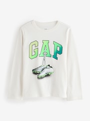 Gap White Football Boots Logo Long Sleeve T-Shirt (4-13yrs) - Image 1 of 4